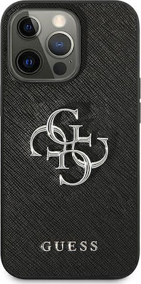 Guess Saffiano 4G Metal Logo Umschlag Rückseite Kunststoff Schwarz (iPhone 13 Pro Max) GUHCP13XSA4GSBK