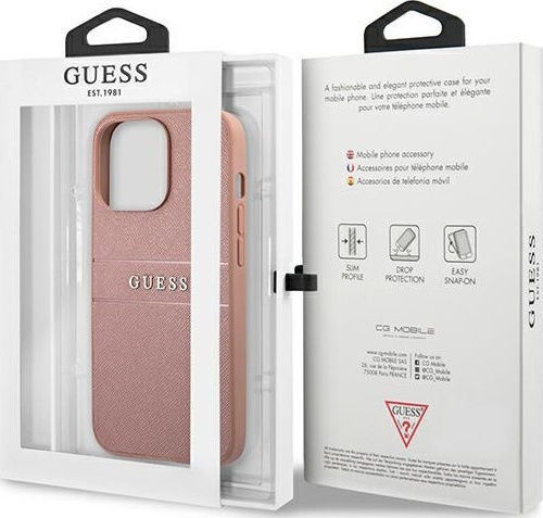 Guess Saffiano Stripe Back Cover Πλαστικό Ροζ (iPhone 13 Pro Max)