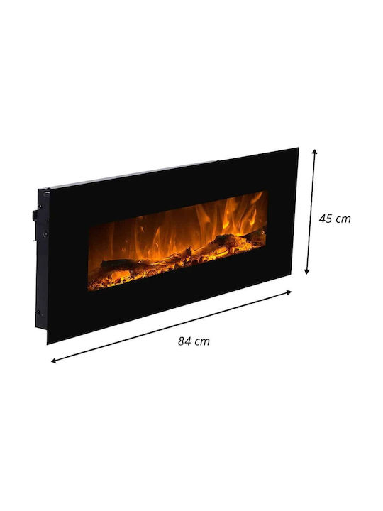 Glow Fire Neptun Wandmontiert Elektrischer Kamin 1500W 84x45cm Schwarz