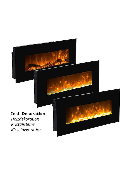 Glow Fire Neptun Wandmontiert Elektrischer Kamin 1500W 84x45cm Schwarz