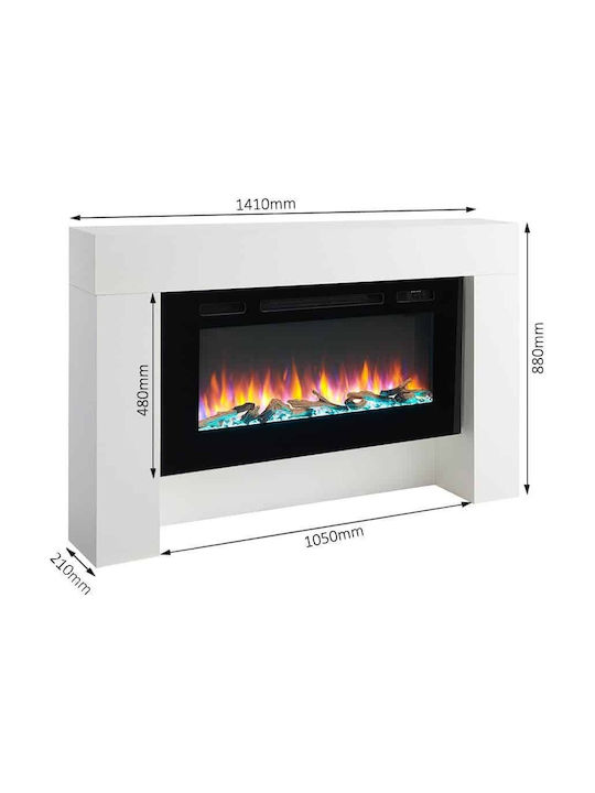Richen Iraklis Boden Elektrischer Kamin 2000W 141x88cm Weiß