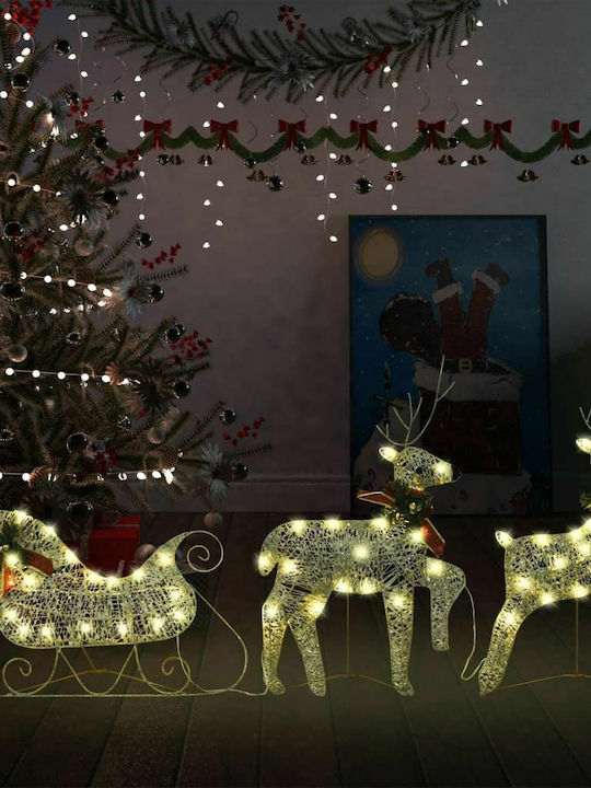 vidaXL Christmas Metal Illuminated Reindeer Figure Gold Electric 40x191x16cm