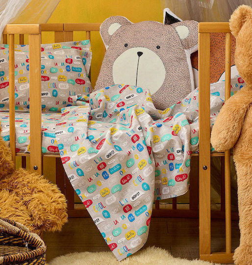 Cokitex Baby Text Baby Sheets Set Crib Cotton Multicolored 120x160cm 3pcs