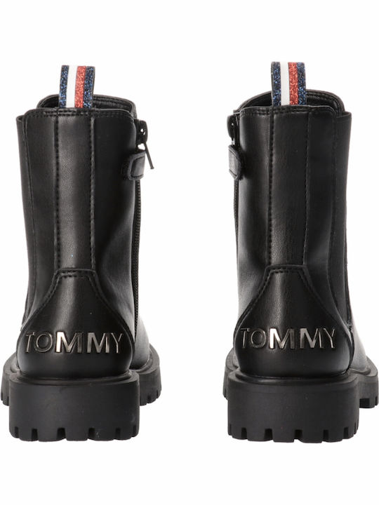Leather Kids Boots with Zipper Black