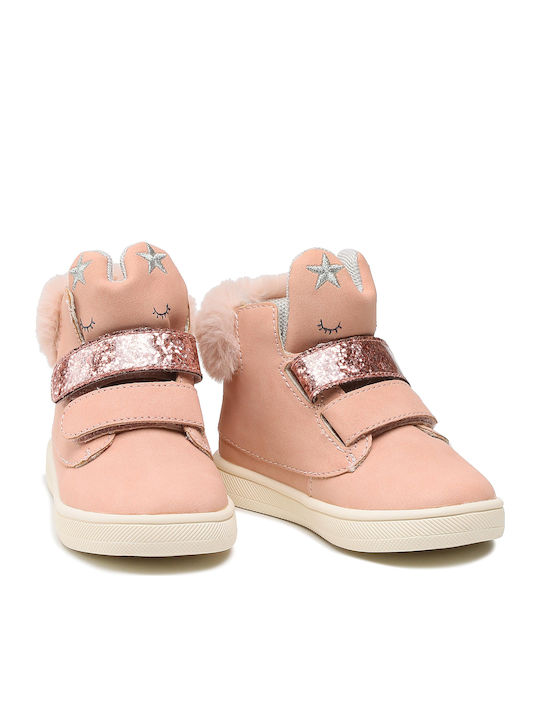 Anatomice Ghete Copii din Piele cu Velcro Roz