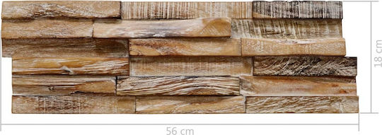 3D Wall Panels Made of Solid Wood Made of Solid Wood Teak Brown 56x18x2cm 10 Pieces