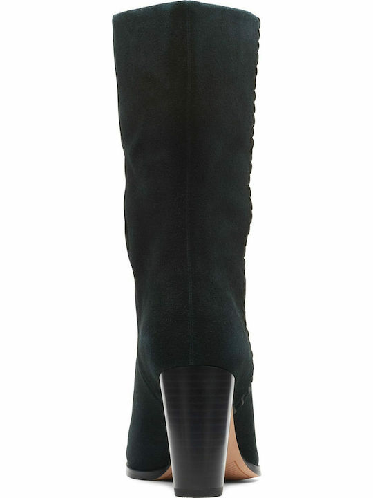 Karamo Suede Γυναικείες Μπότες με Ψηλό Τακούνι Μαύρες