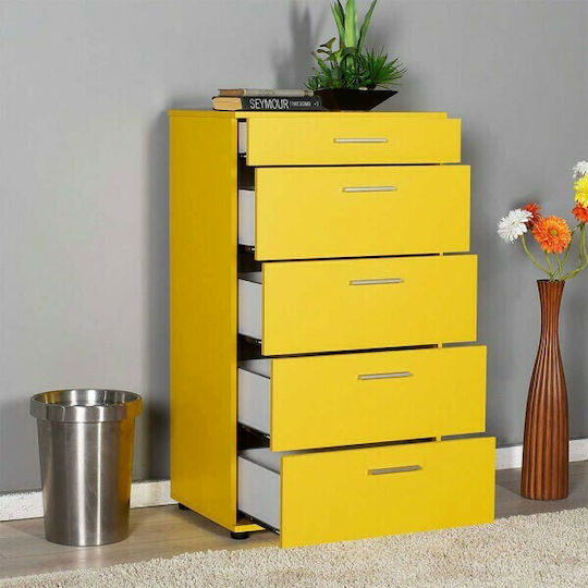 Comoda pentru Dormitor Trendline cu 5 sertare Galbenă 60x44x108buc