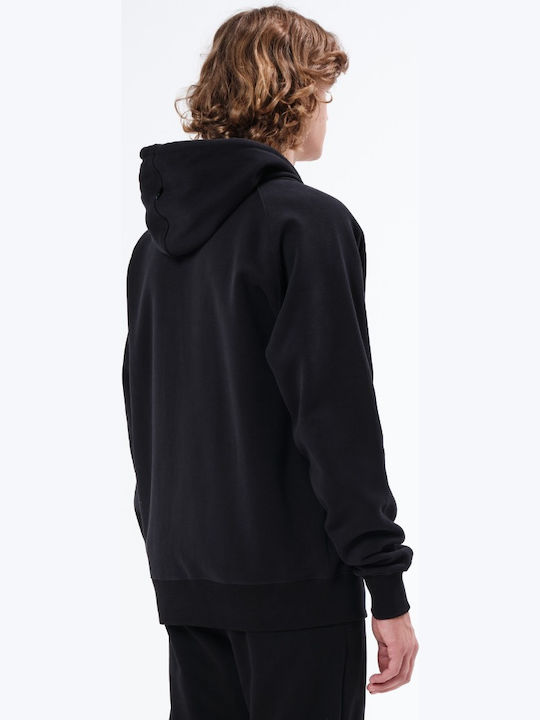 Basehit Men's Sweatshirt Jacket with Hood and Pockets Black