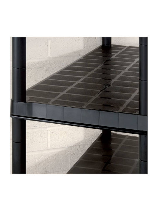Plastic Outdoor Shelving Unit with 4 Shelves Black Storage 5 Levels Black Plastic 91.5x45.7x185cm