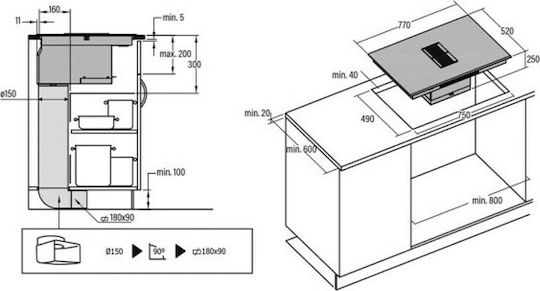 Cata AS750 Induction Cooktop Autonomous with Hood 77x52εκ.