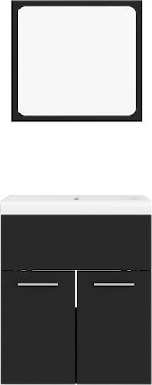 vidaXL Πάγκος με Νιπτήρα & Καθρέπτη Μ41xΒ38.5xΥ46cm Μαύρος