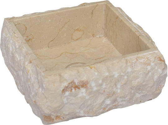 vidaXL Aufgesetztes Waschbecken Stein 30x30x13cm Beige
