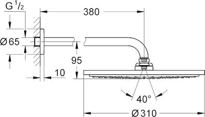 Grohe Brass Round Wall Mount Showerhead Brushed Hard Graphite Ø31cm Cosmopolitan 310