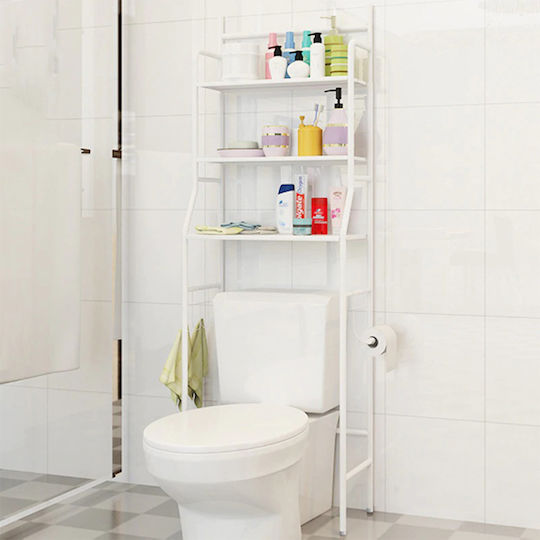 Cyclops TW-101 Floor Bathroom Shelf Metallic with 3 Shelves 47x25x156cm White