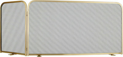 Zogometal Metallic Fireplace Screen with 2 Panels 80x35x50cm Όρο Ματ