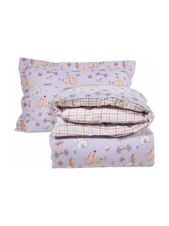 Das Home 4764 Set Kinderbettbezug Einzel mit Kissenbezug Baumwolle Lila 160x240cm