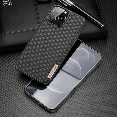 Dux Ducis Fino Silicone / Fabric Back Cover Black (iPhone 13 Pro Max)