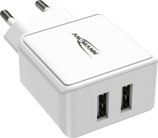 Ansmann Φορτιστής Χωρίς Καλώδιο με 2 Θύρες USB-A Λευκός (HC212)