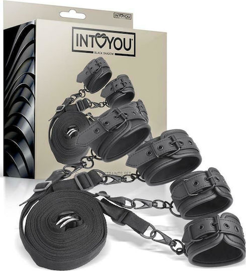 IntoYou Black Shadow Vegan Leather Bed Restraints Set Σετ για Δέσιμο στο Κρεβάτι σε Μαύρο Χρώμα
