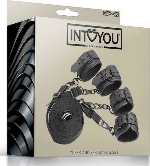 IntoYou Black Shadow Vegan Leather Bed Restraints Set Σετ για Δέσιμο στο Κρεβάτι σε Μαύρο Χρώμα