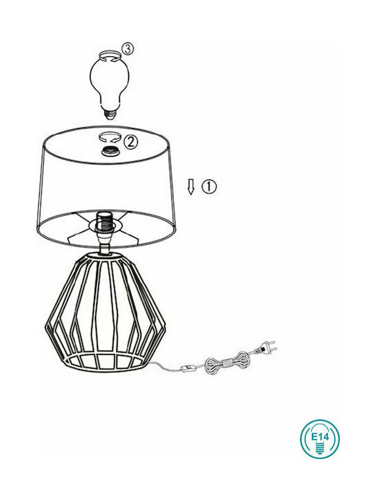 Trio Lighting Metal Table Lamp for Socket E14 with White Shade and Base