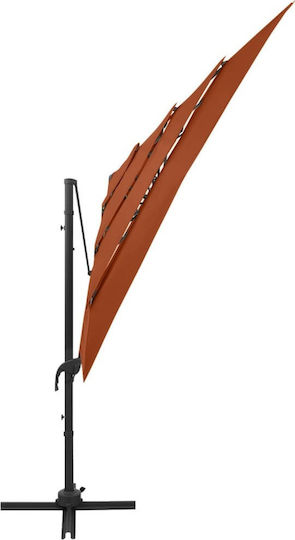 Square Aluminum Garden Umbrella Red 2.5x2.5m