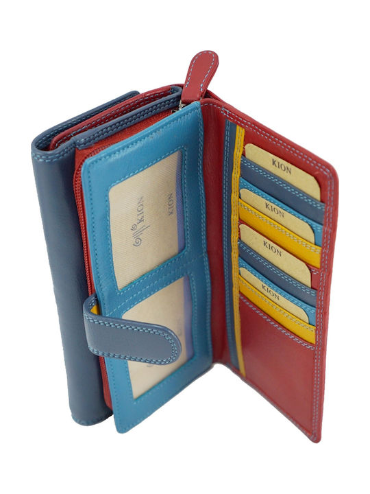 452 Large Leather Women's Wallet Classic Blue/Red