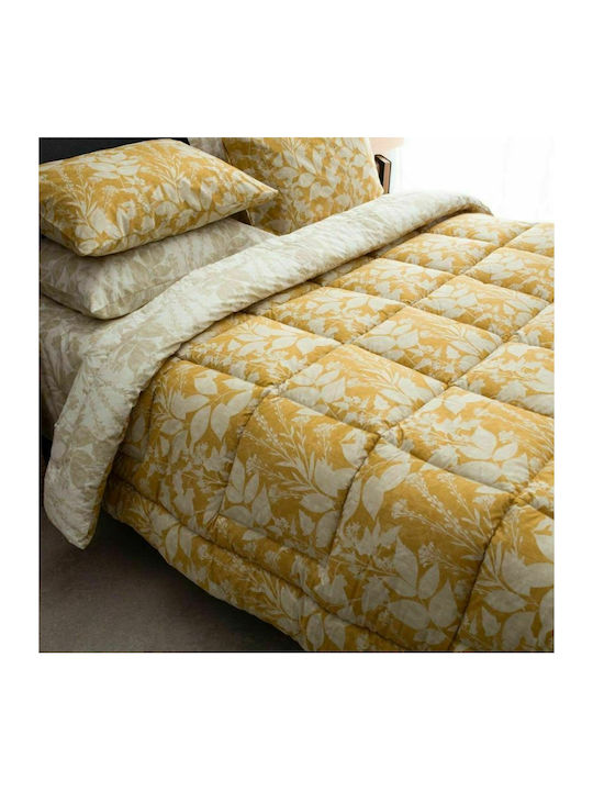 Vesta Home Duvet Cover Set Cotton Double with 2 Pillowcases 200x240 Laura 2 Mustard