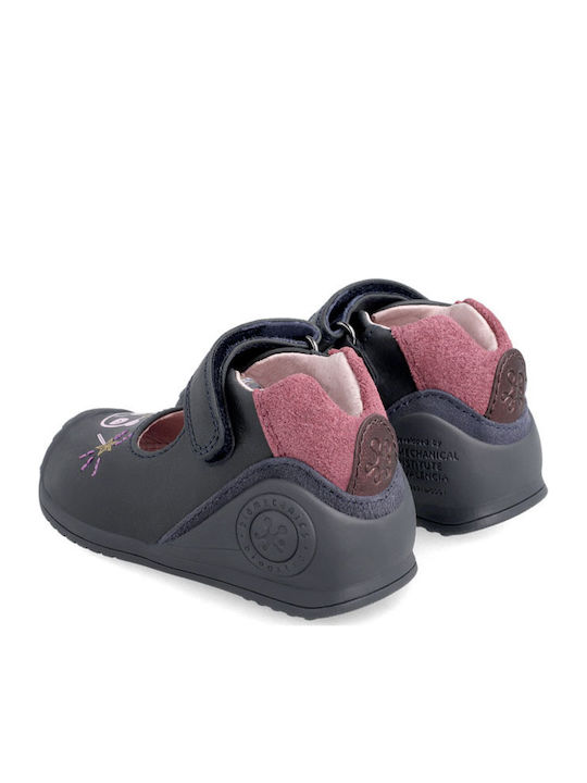 Kids Anatomic Leather Ballerinas with Hoop & Loop Closure Blue
