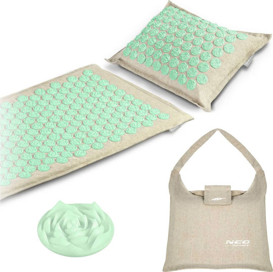 NEO Sport Acupressure με μαξιλάρι 70x44cm Χαλάκι Μασάζ Πιεσοθεραπείας για τον Αυχένα & το Σώμα Πράσινο