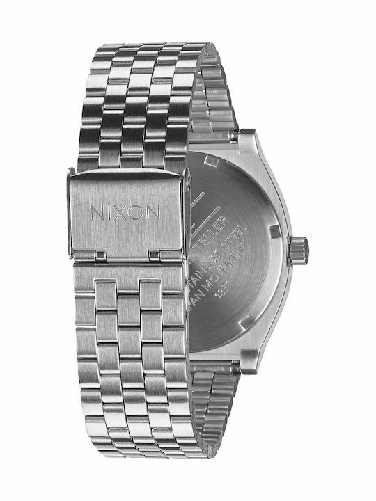 Nixon Teller Ανδρικό Ρολόι 37mm Μπαταρίας με Ασημί Μεταλλικό Μπρασελέ