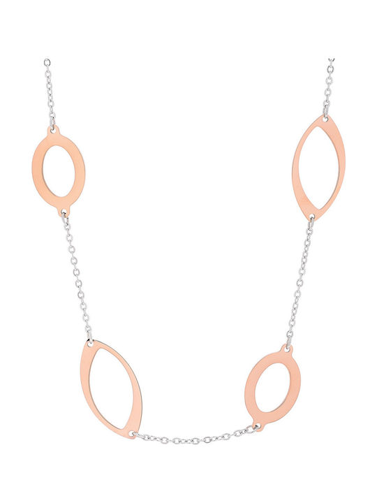 Visetti Necklace from Gold Plated Steel with Zircon