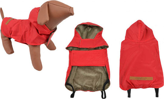 Woofmoda 933-1101 Hundemantel Wasserdicht Kapuzen Rot mit Rückenlänge 50 cm.