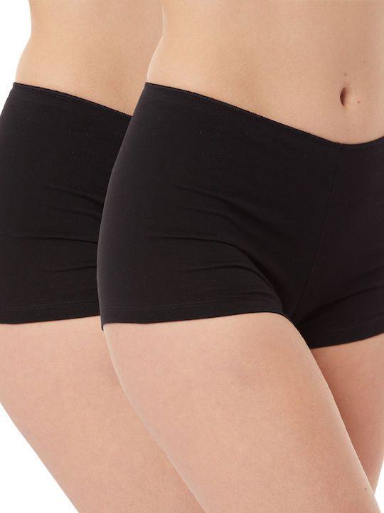 Miss Βαμβακερά Γυναικεία Boxer 2Pack Μαύρα