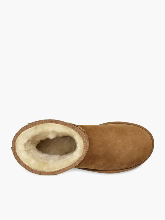 Suede Snow Boots with Fur Classic Short II Chestnut