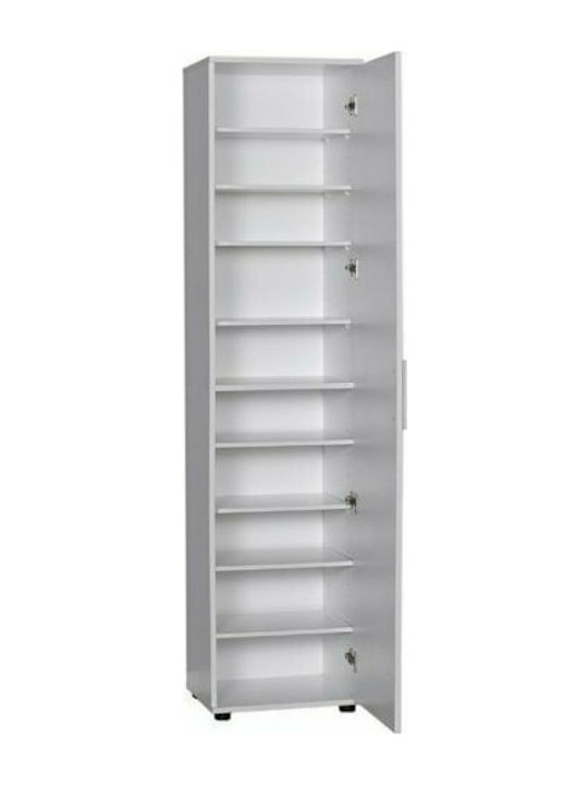 Flat Wooden Shoe Organizer with 10 Shelves White 45x36x187cm