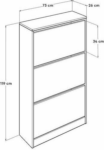 Holz Schuhschrank Flat Duo mit 3 Regalen White L73xW26xH119cm