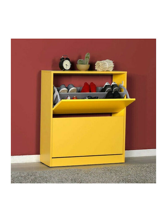 Suport pentru pantofi Flat Duo cu 2 Rafturi Galben L73xW26xH84cm