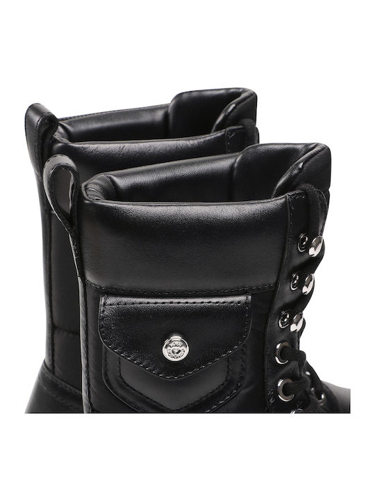Leather Women's Ankle Boots with Medium Heel Black