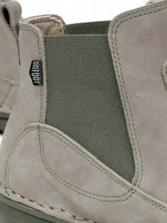 On Foot Leder Damen Knöchelstiefel Taupe