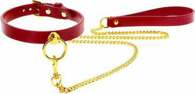 Taboom PU Leather O-Ring Collar & Chain Leash Red