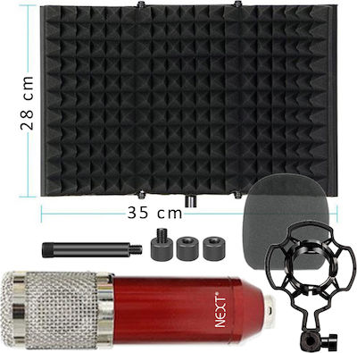 Next Condenser (Large Diaphragm) XLR Microphone Kit Vocal Booth Pro Shock Mounted/Clip On Mounting Voice in Red Color