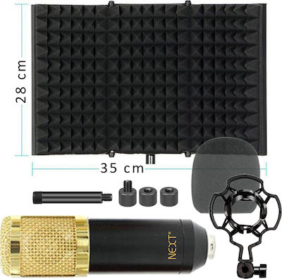 Next Condenser (Large Diaphragm) XLR Microphone Kit Vocal Booth Pro Shock Mounted/Clip On Mounting Voice in Gold Color