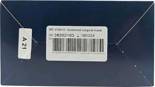 Vestamed Surgical Mask BFE >98% Type II EN14683:2019 Protective Mask Non-Reusable Type II Surgical Blue 50pcs