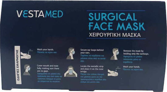 Vestamed Surgical Mask BFE >98% Type II EN14683:2019 Protective Mask Non-Reusable Type II Surgical Blue 50pcs