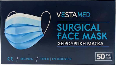 Vestamed Χειρουργική Μάσκα BFE >98% Τύπος II EN14683:2019 Protective Mask Non-Reusable Type II Surgical Blue 250pcs