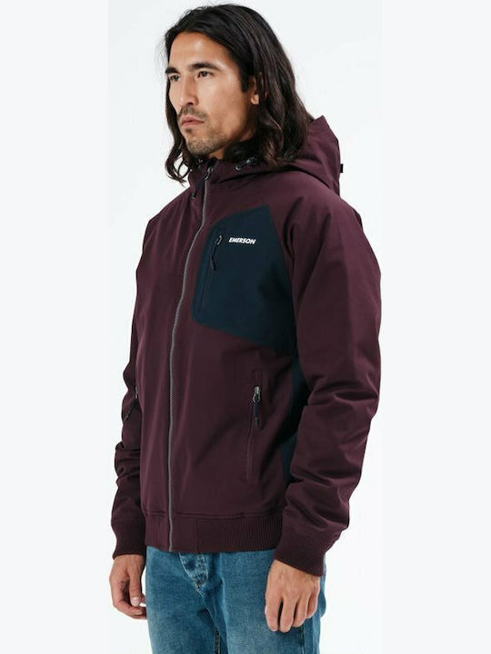 Winter Jacket Bomber Waterproof and Windproof Burgundy / Navy Blue