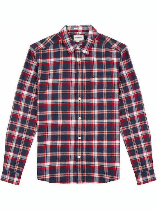 Long-sleeved Flannel Shirt Checked Red