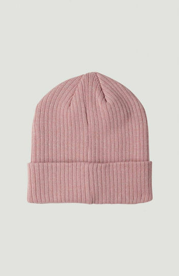 Beanie Γυναικείος Σκούφος με Rib Πλέξη σε Ροζ χρώμα